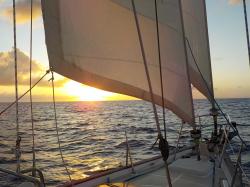 Sunset through the sails